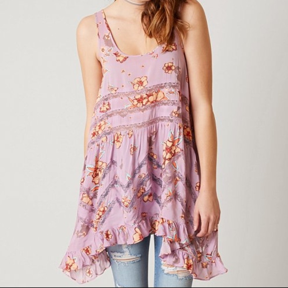 Free People Dresses & Skirts - NWT FREE PEOPLE VOILE AND LACE TRAPEZE LILAC COMBO